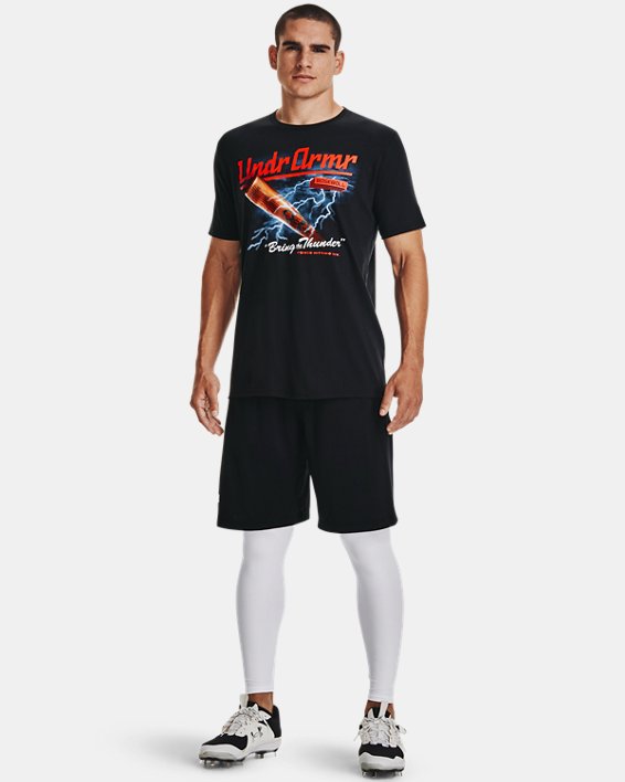 Men's UA Lightning Script Baseball Short Sleeve, Black, pdpMainDesktop image number 2